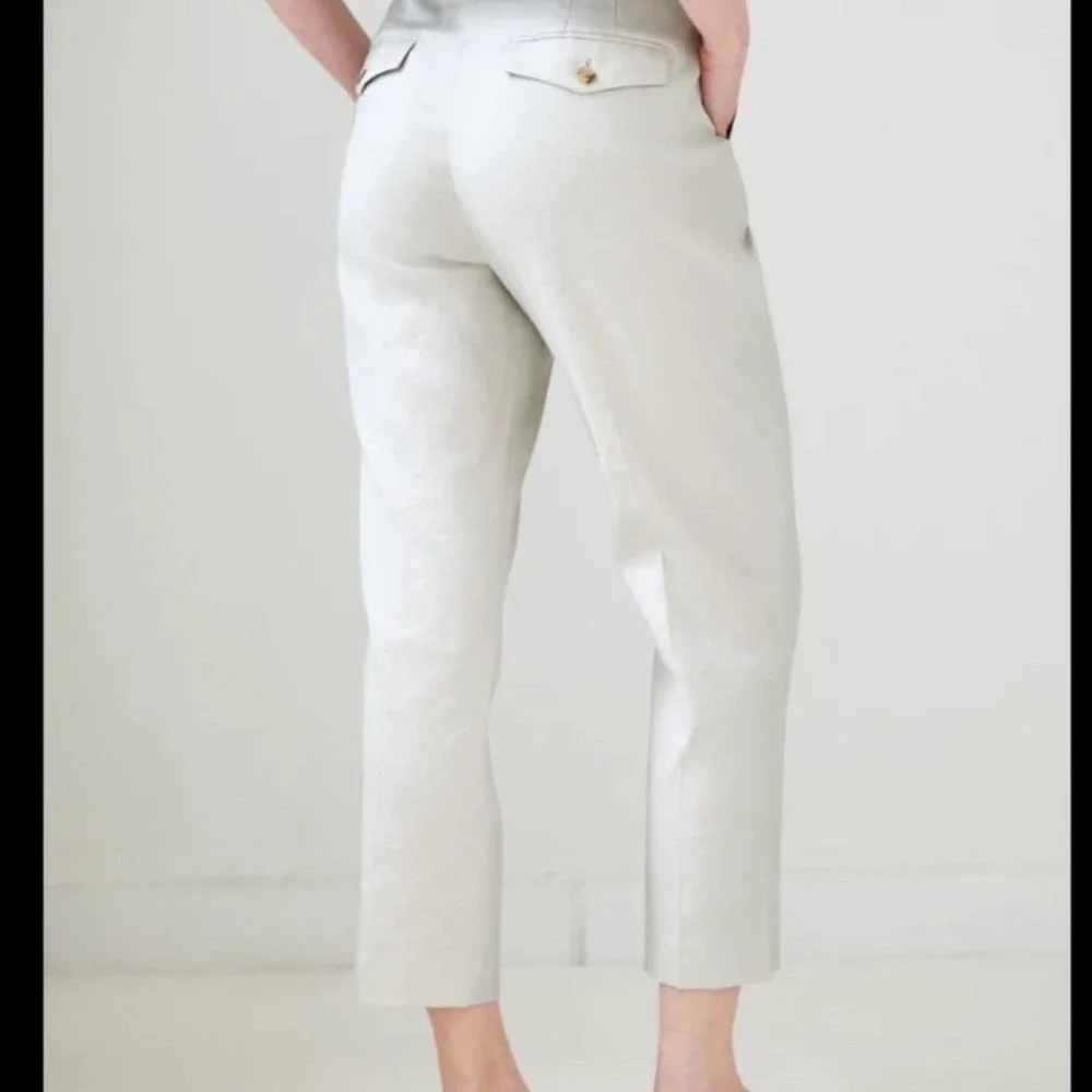 Babaton Aritzia Slater Pant 8 Matte Pearl High Rise Linen TENCEL Trouser NWT